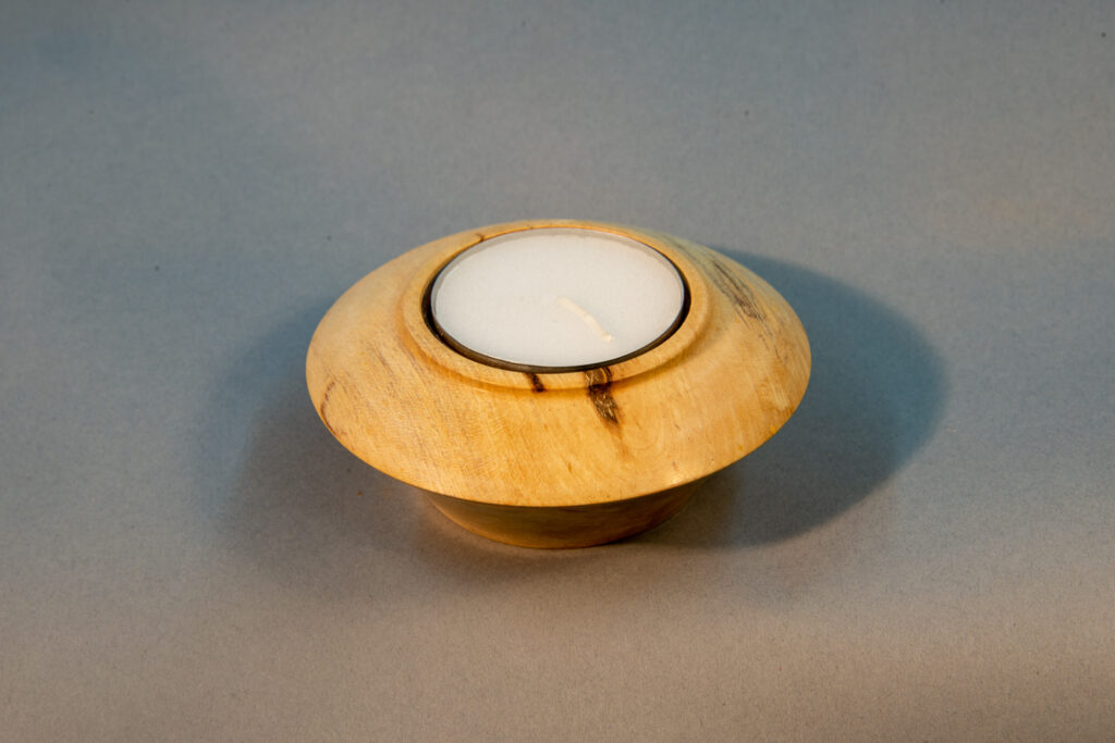 Maple Tea Candle Holder with 12 hour burn time candle